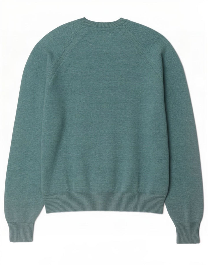 Suéter masculino Marks & Spencer com gola redonda, algodão verde médio