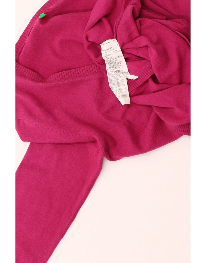 BENETTON Womens Crop Cardigan Sweater UK 10 Small Pink Cotton Vintage Benetton and Second-Hand Benetton from Messina Hembry 