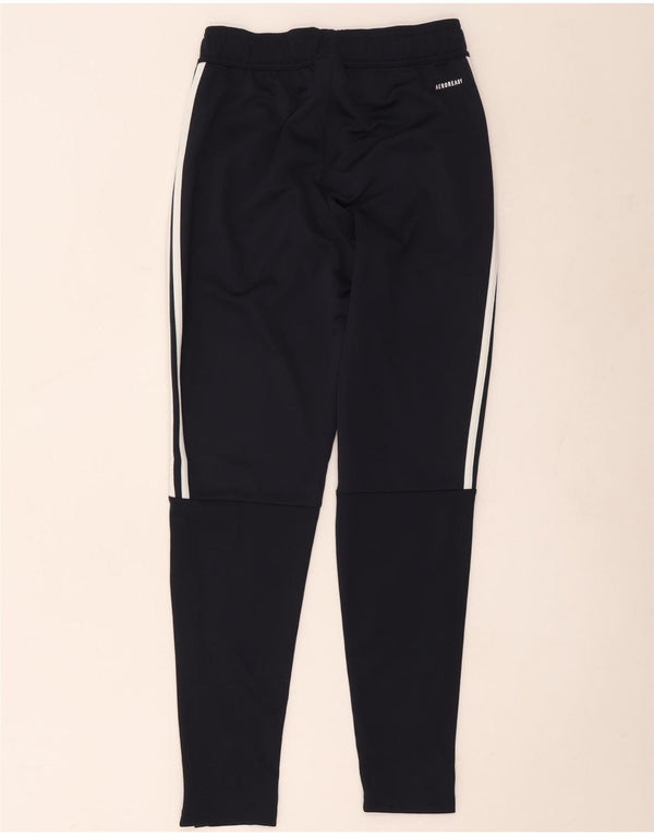 Calça de treino Adidas Aeroready feminina UK 10 pequena azul marinho poliéster