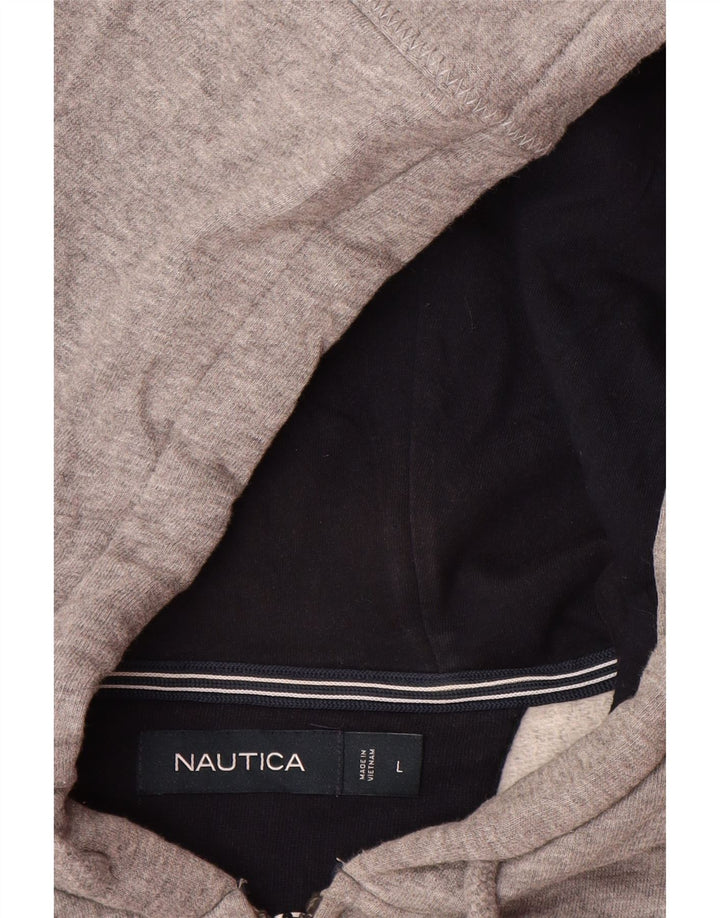 Suéter masculino NAUTICA com capuz e zíper grande algodão cinza