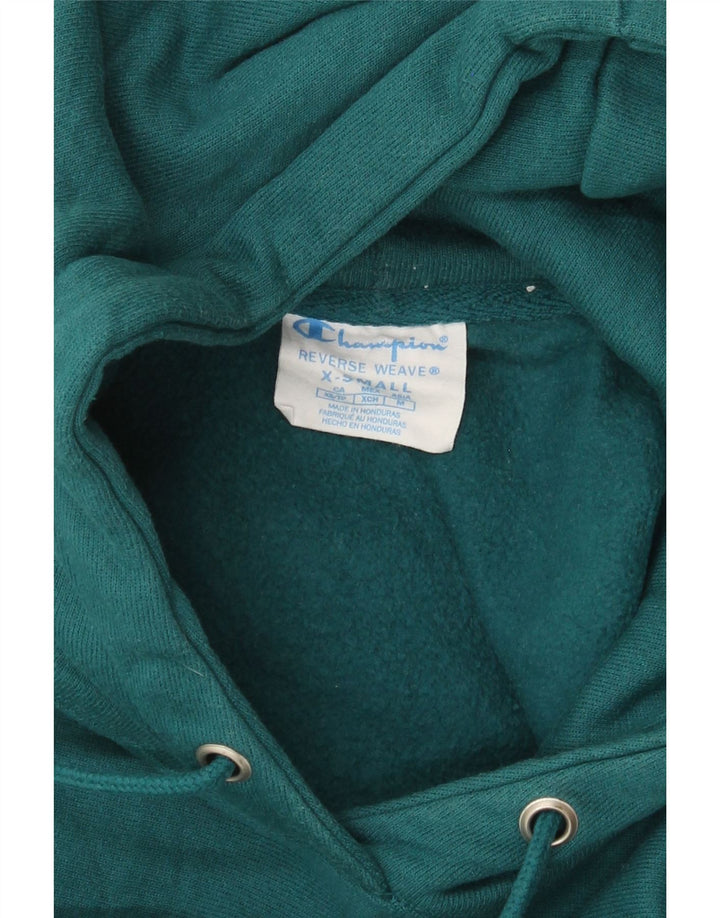 CHAMPION Womens Hoodie Jumper UK 6 XS Green Cotton Vintage Champion and Second-Hand Champion from Messina Hembry 