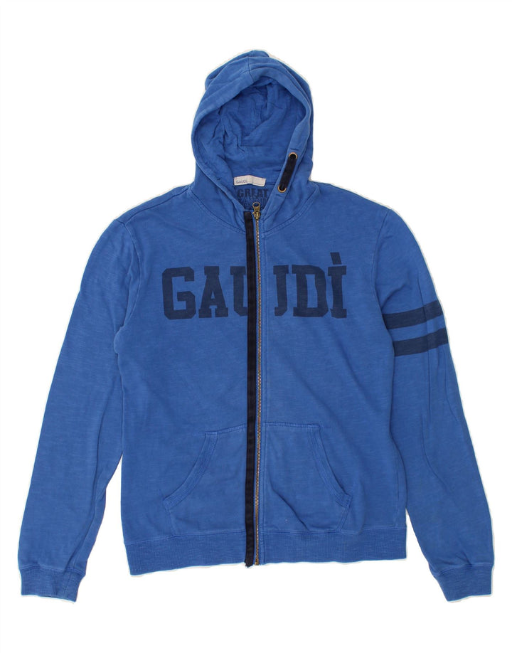 GAUDI Boys Graphic Zip Hoodie Sweater 13-14 Years Blue Cotton Vintage Gaudi and Second-Hand Gaudi from Messina Hembry 