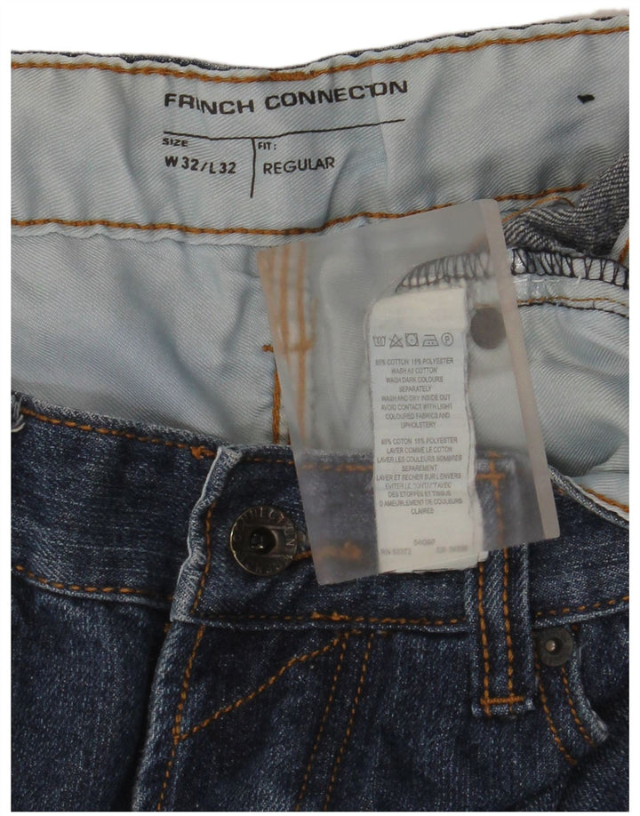French Connection Masculino Regular Straight Jeans W32 L32 Azul Algodão