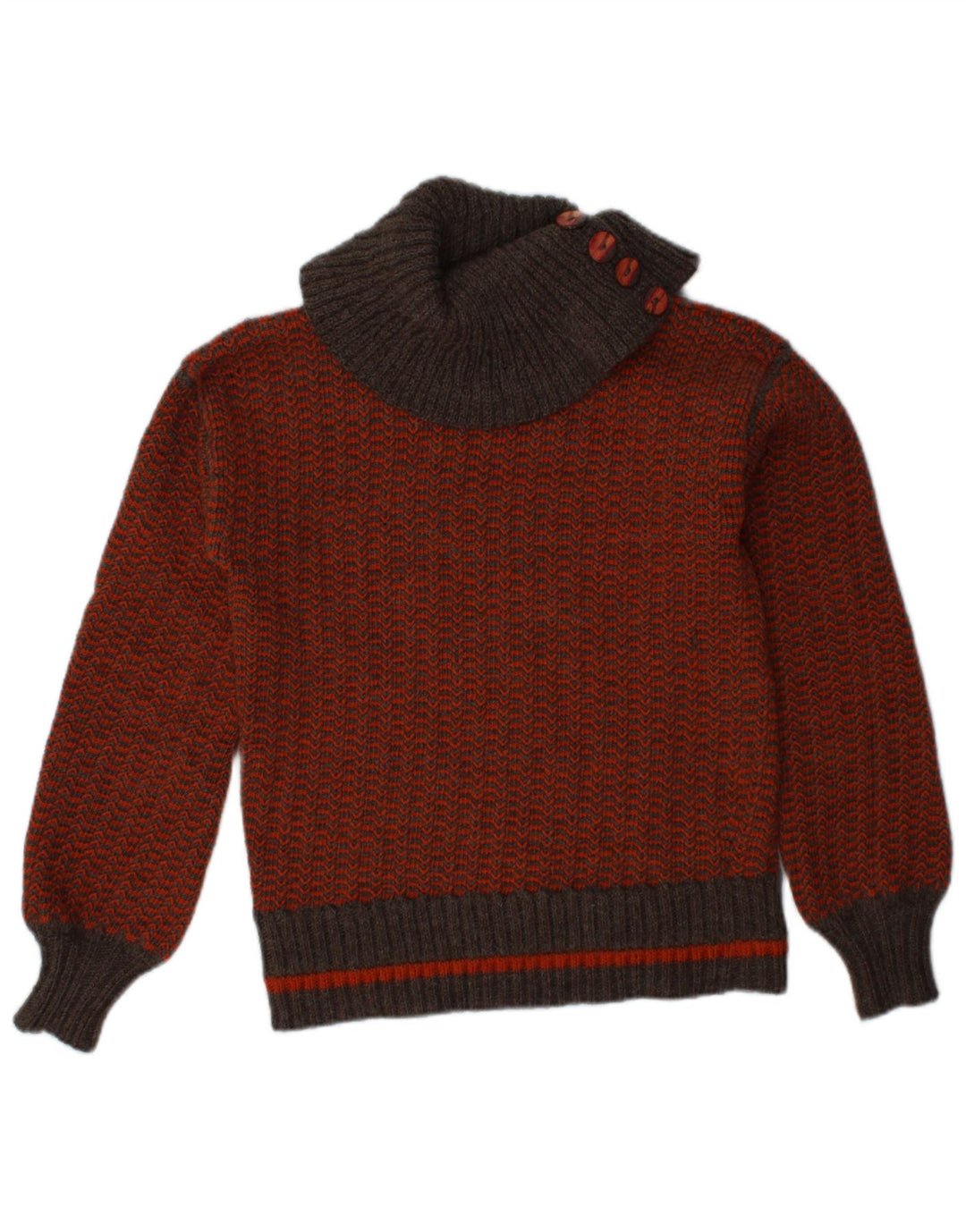 Suéter feminino VINTAGE com gola redonda Reino Unido 10 pequeno laranja Chevron