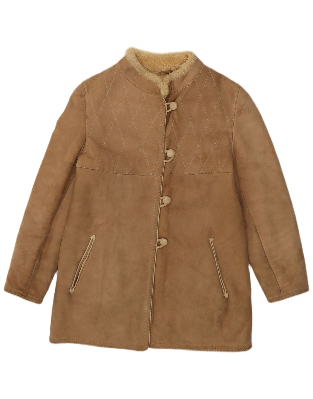 Casaco feminino vintage de shearling IT 44 Shearling bege médio
