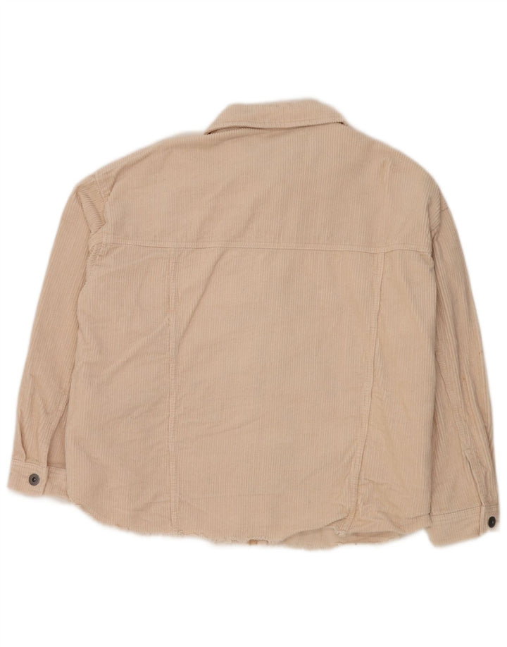 Camisa feminina de veludo cotelê ZARA UK 14 médio off white algodão