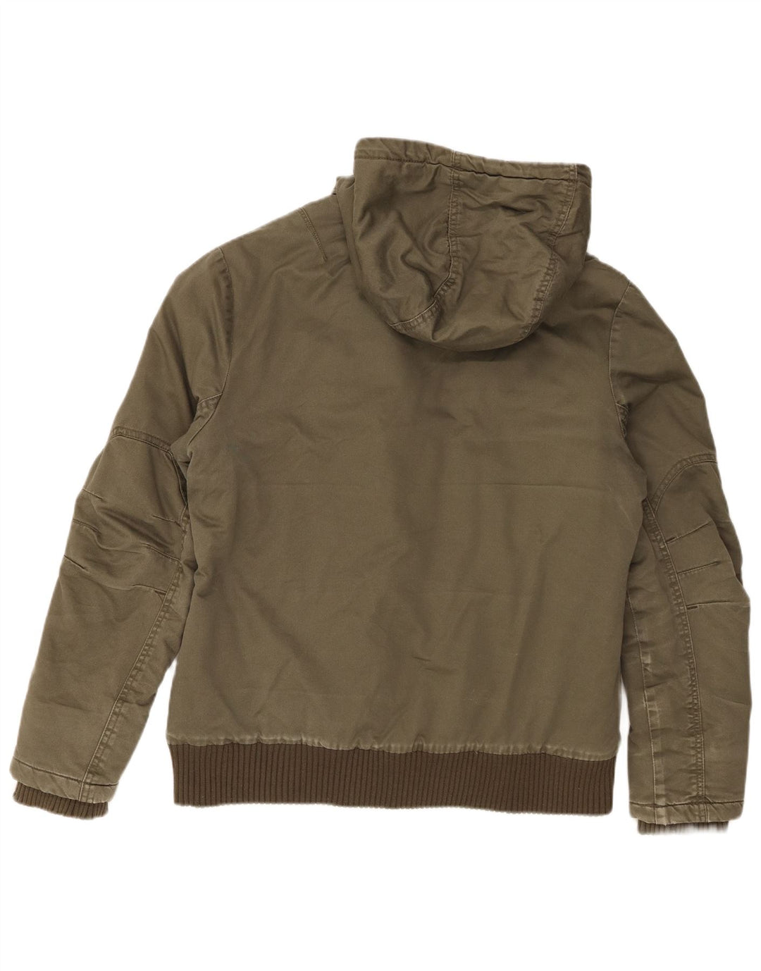 Jaqueta utilitária masculina Mustang com capuz Reino Unido 38 algodão cáqui médio