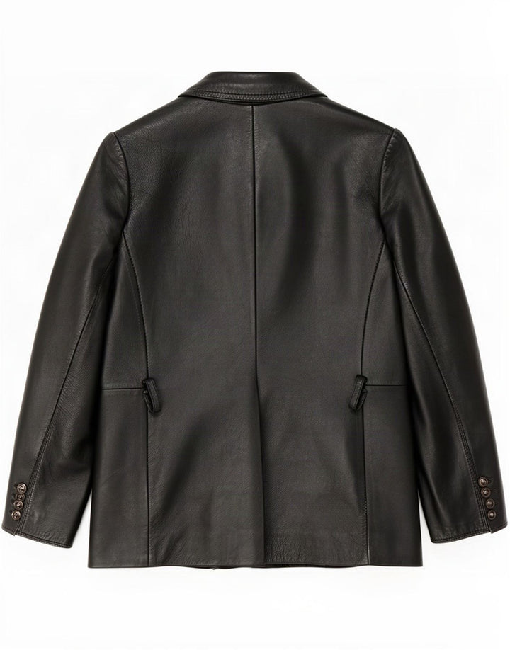 Jaqueta de couro feminina vintage UK 10 pequena preta