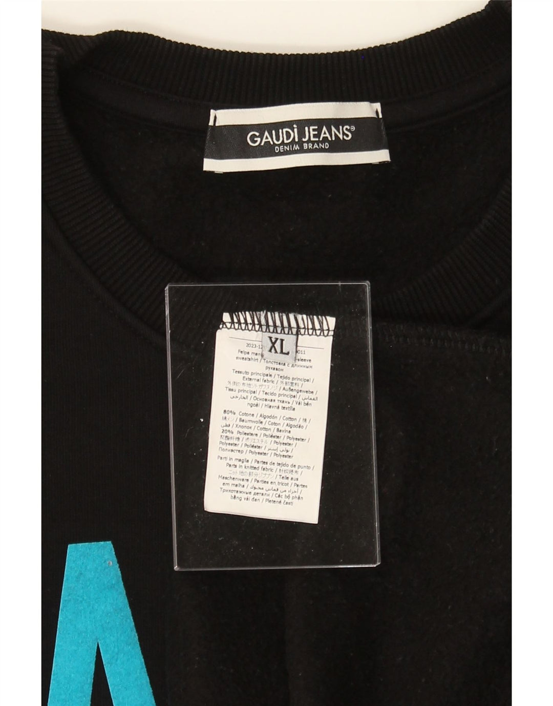 GAUDI Womens Graphic Sweatshirt Jumper UK 18 XL Black Cotton Vintage Gaudi and Second-Hand Gaudi from Messina Hembry 