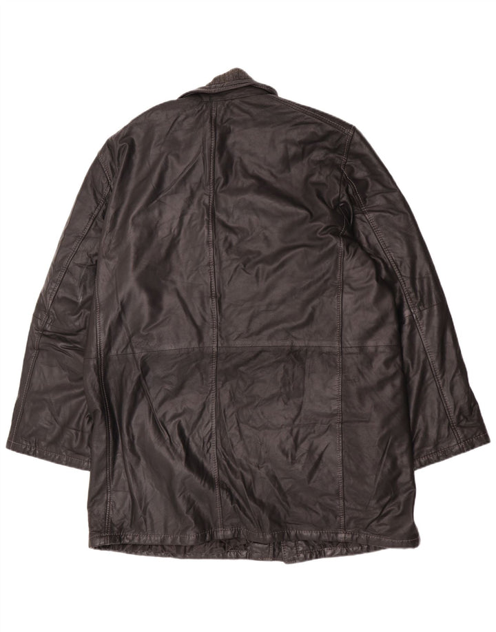 Casaco de couro masculino vintage IT 58 4XL couro preto