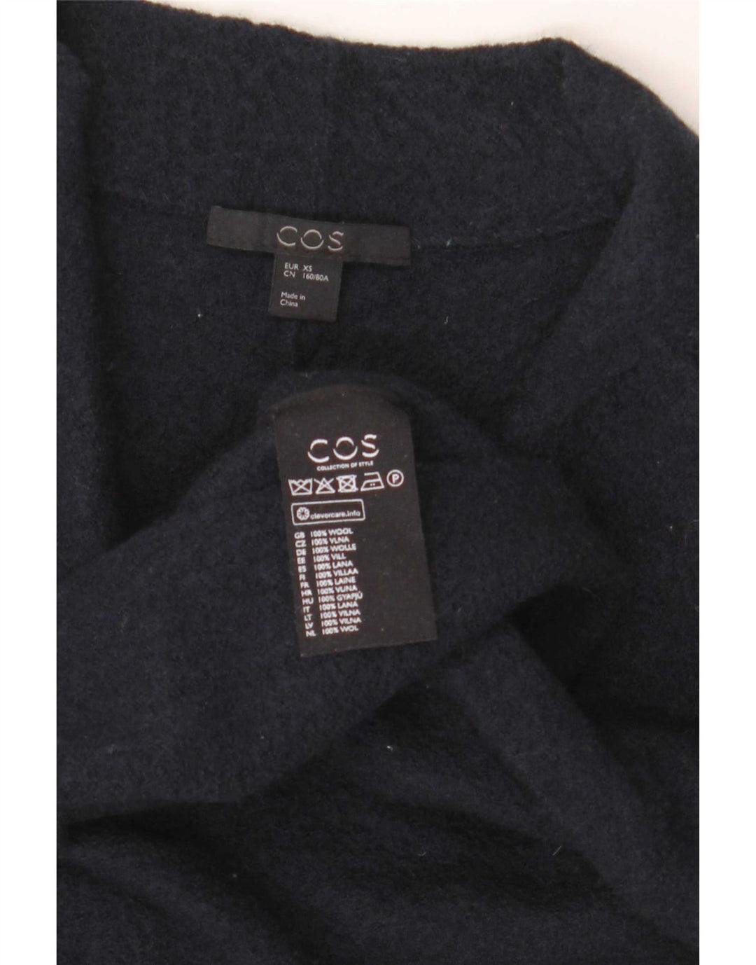 Suéter cardigã feminino Cos de grandes dimensões UK 6 XS azul marinho lã