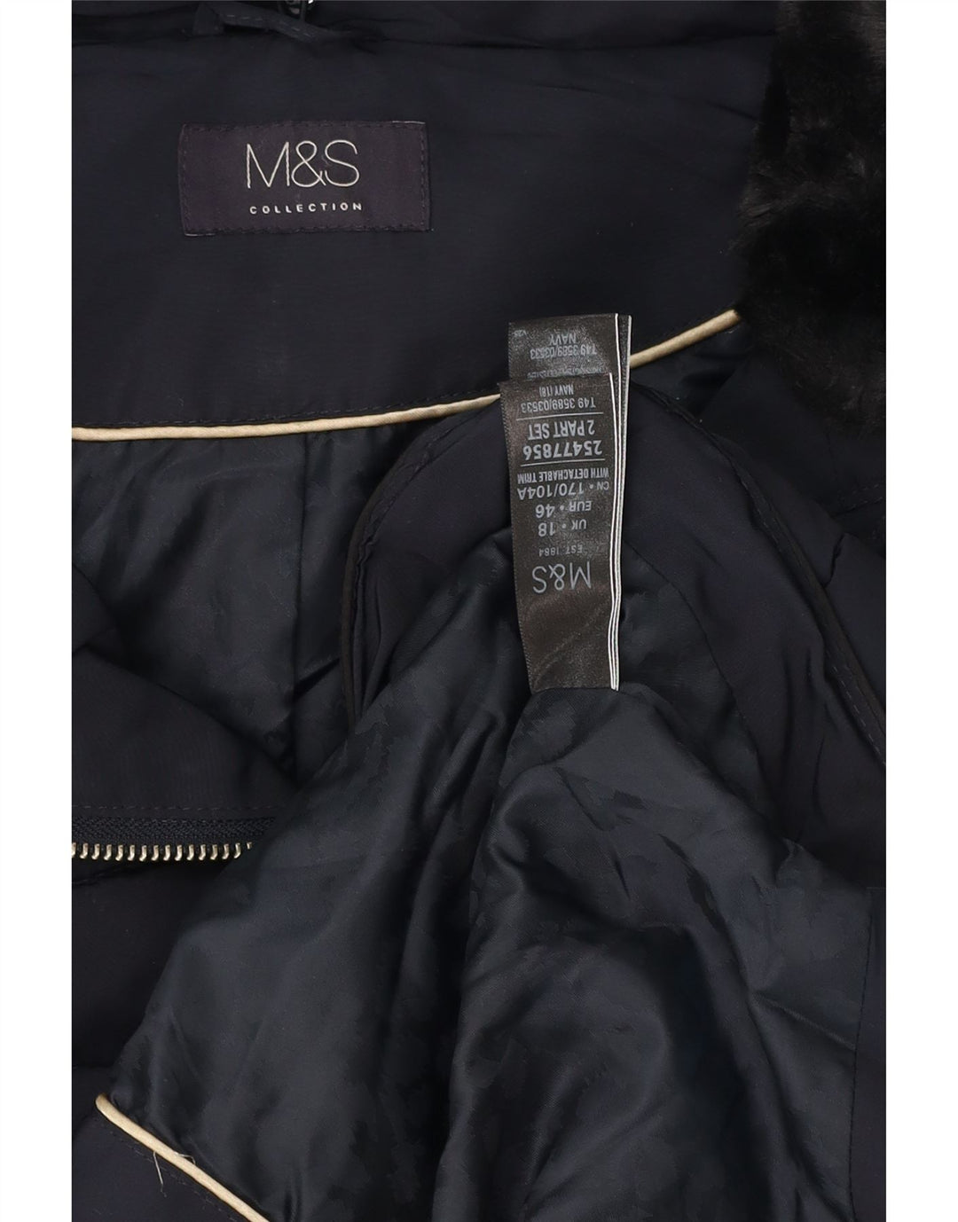 Jaqueta acolchoada feminina Marks & Spencer Reino Unido 18 XL azul marinho poliéster