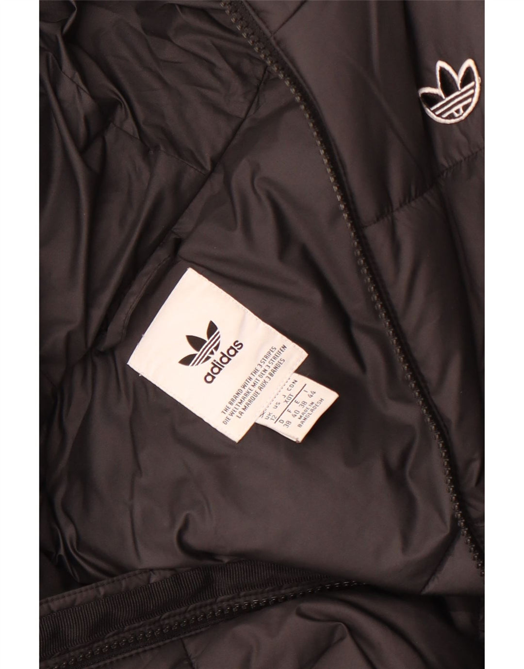 Jaqueta acolchoada com capuz feminina Adidas UK 12 poliéster preto médio