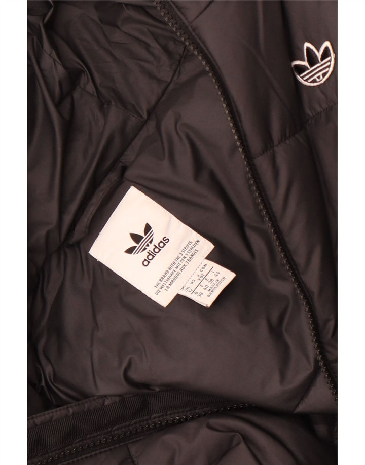 Jaqueta acolchoada com capuz feminina Adidas UK 12 poliéster preto médio