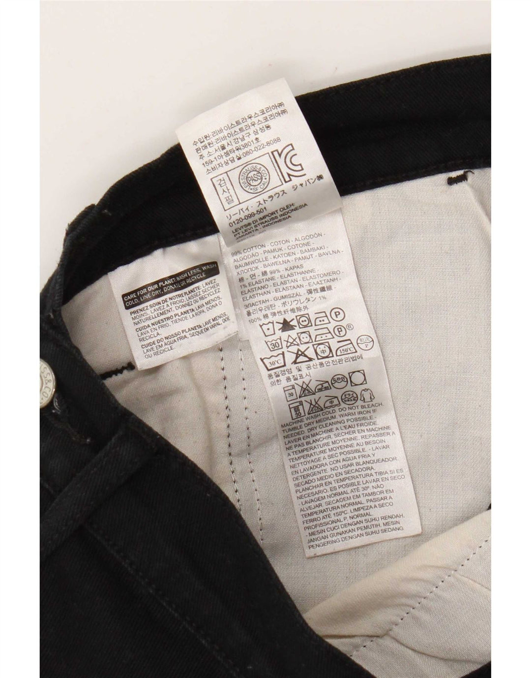 Shorts jeans masculino Levi's W30 médio algodão preto