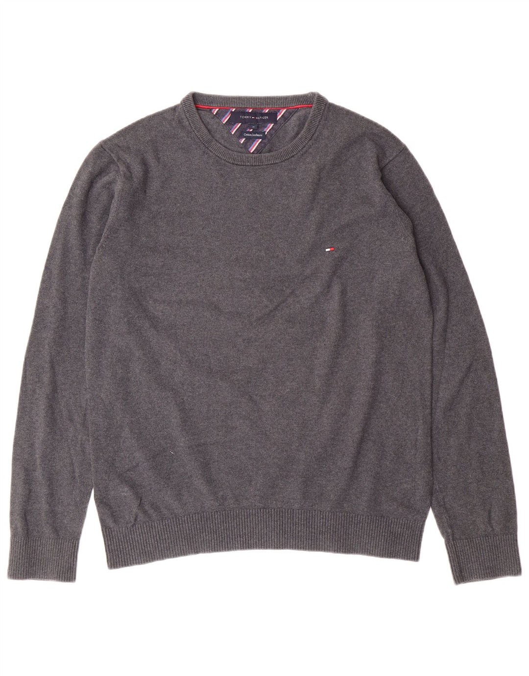 Suéter masculino TOMMY HILFIGER com gola redonda e algodão cinza médio