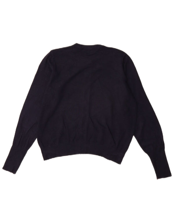 Suéter cardigã feminino Marks & Spencer Reino Unido 14 grande viscose azul marinho
