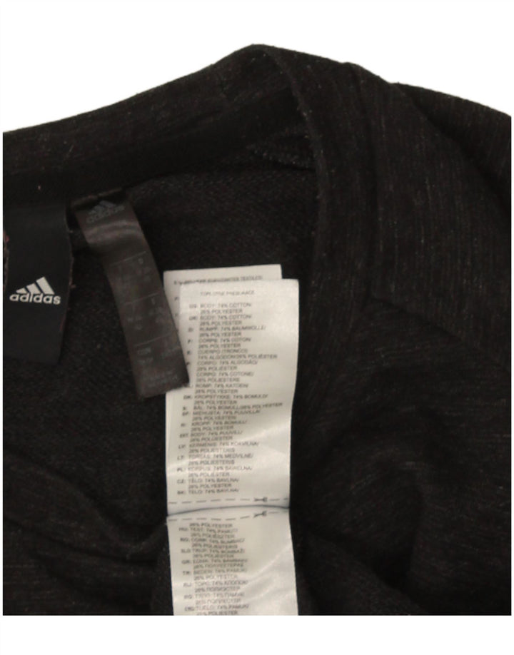 Adidas Womens Crop Sweatshirt Jumper UK 12/14 Médio Preto Flecked