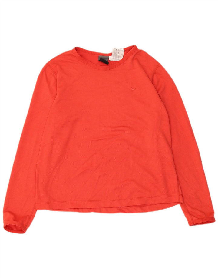 Top cropped feminino NIKE manga comprida US 8/10 poliéster vermelho médio