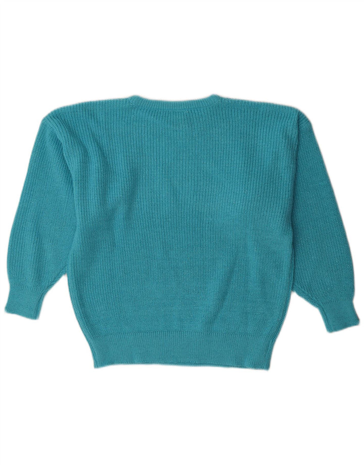 Suéter feminino Canda com gola redonda grande, Reino Unido 10, pequeno, azul, acrílico
