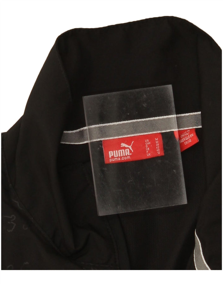 PUMA Womens Graphic Tracksuit Top Jacket Reino Unido 12 Médio Preto