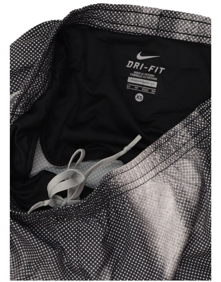 Shorts esportivos femininos Nike Dri Fit UK 4 XS preto geométrico poliéster