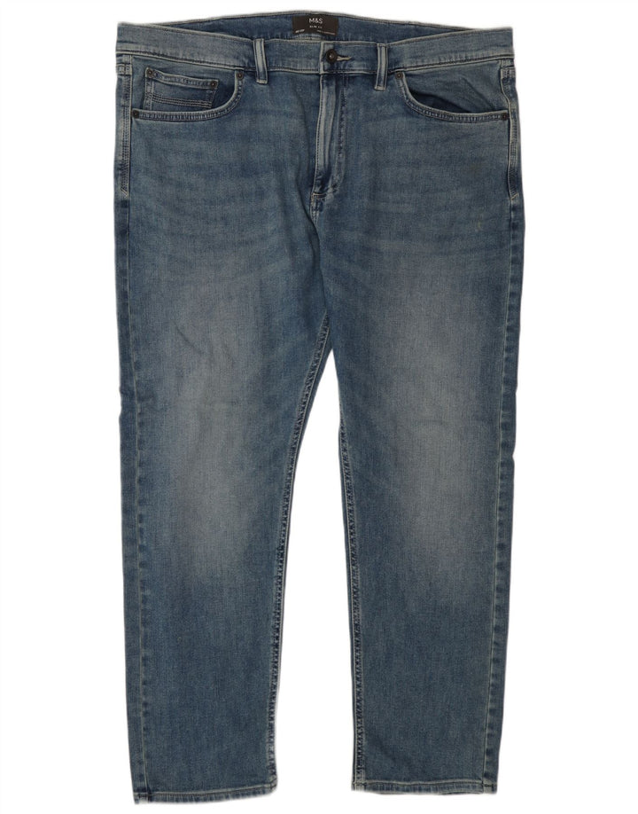 Marks & Spencer Mens Slim Jeans W40 L29 Azul Algodão