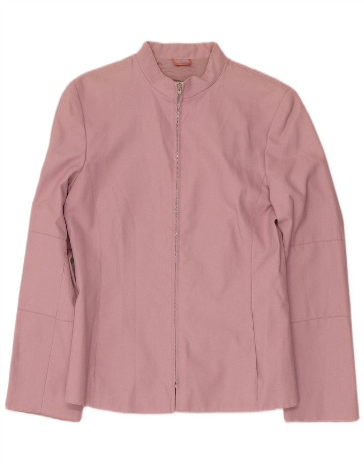 Jaqueta blazer feminina Marella com zíper completo Reino Unido 10 algodão rosa pequeno