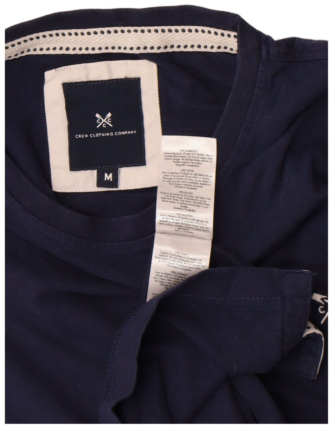 Camiseta masculina Crew Clothing Top médio algodão azul marinho