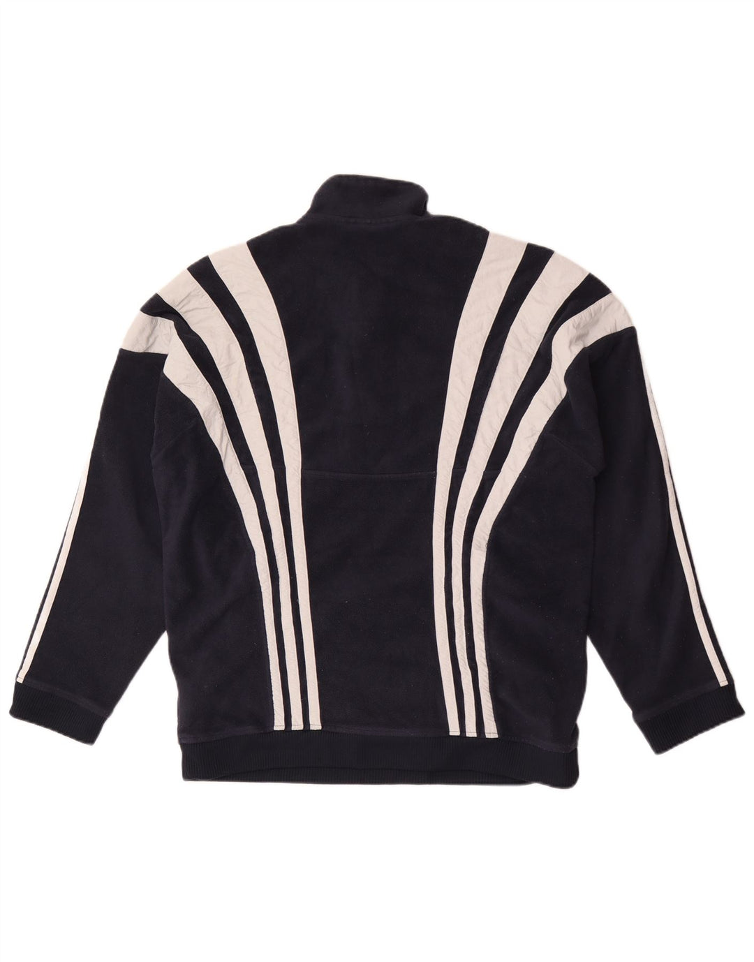 ADIDAS Mens Zip Neck Fleece Jumper Grande Azul Marinho Colourblock Poliéster