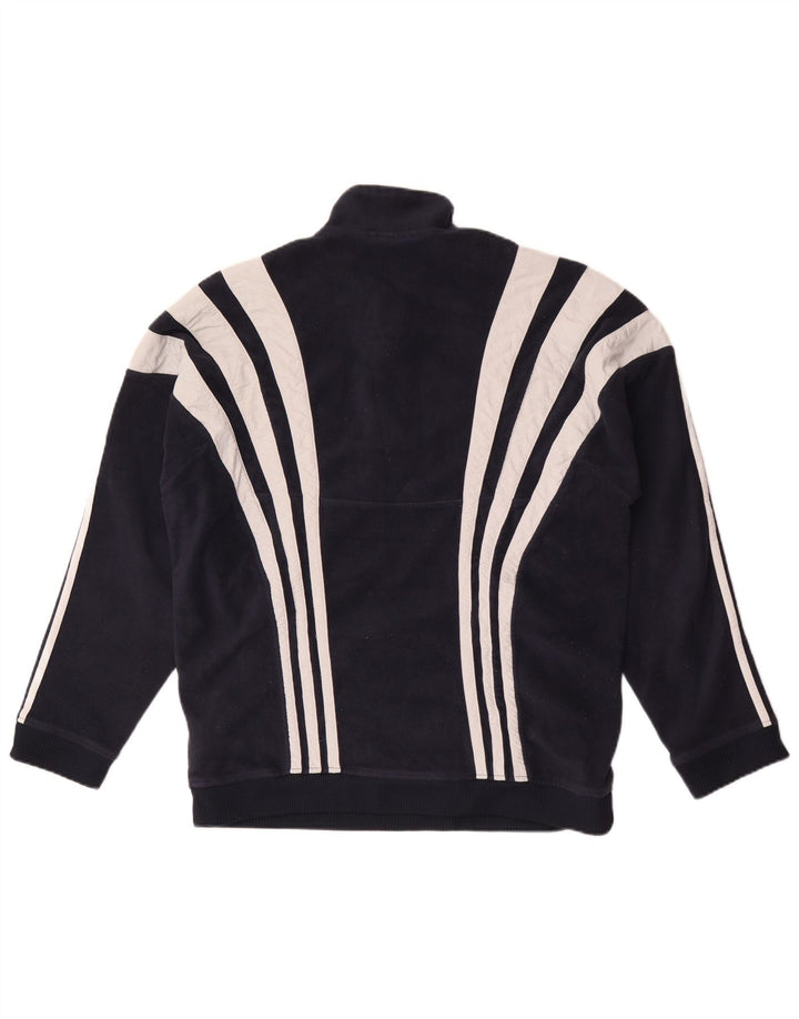 ADIDAS Mens Zip Neck Fleece Jumper Grande Azul Marinho Colourblock Poliéster