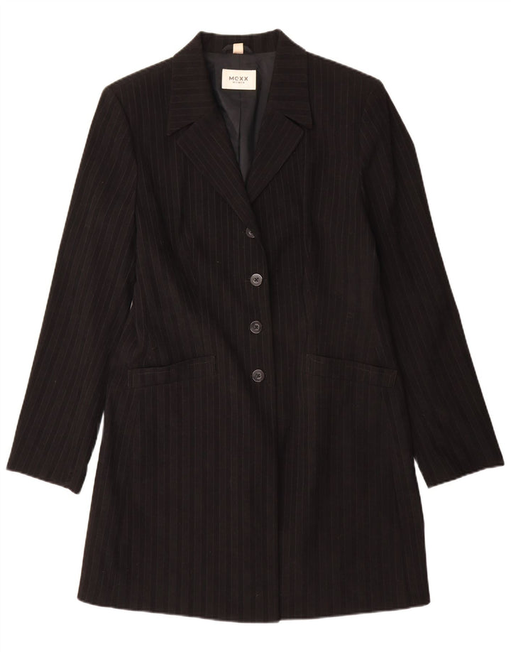 Sobretudo feminino Mexx UK 16 grande poliéster listrado preto