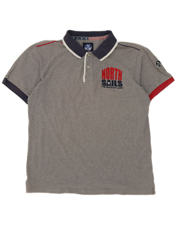 Camisa polo masculina de rugby gráfica North Sails XL cinza algodão
