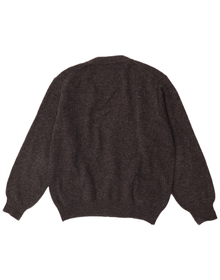 Suéter cardigã masculino Benetton IT 52 grande lã virgem cinza