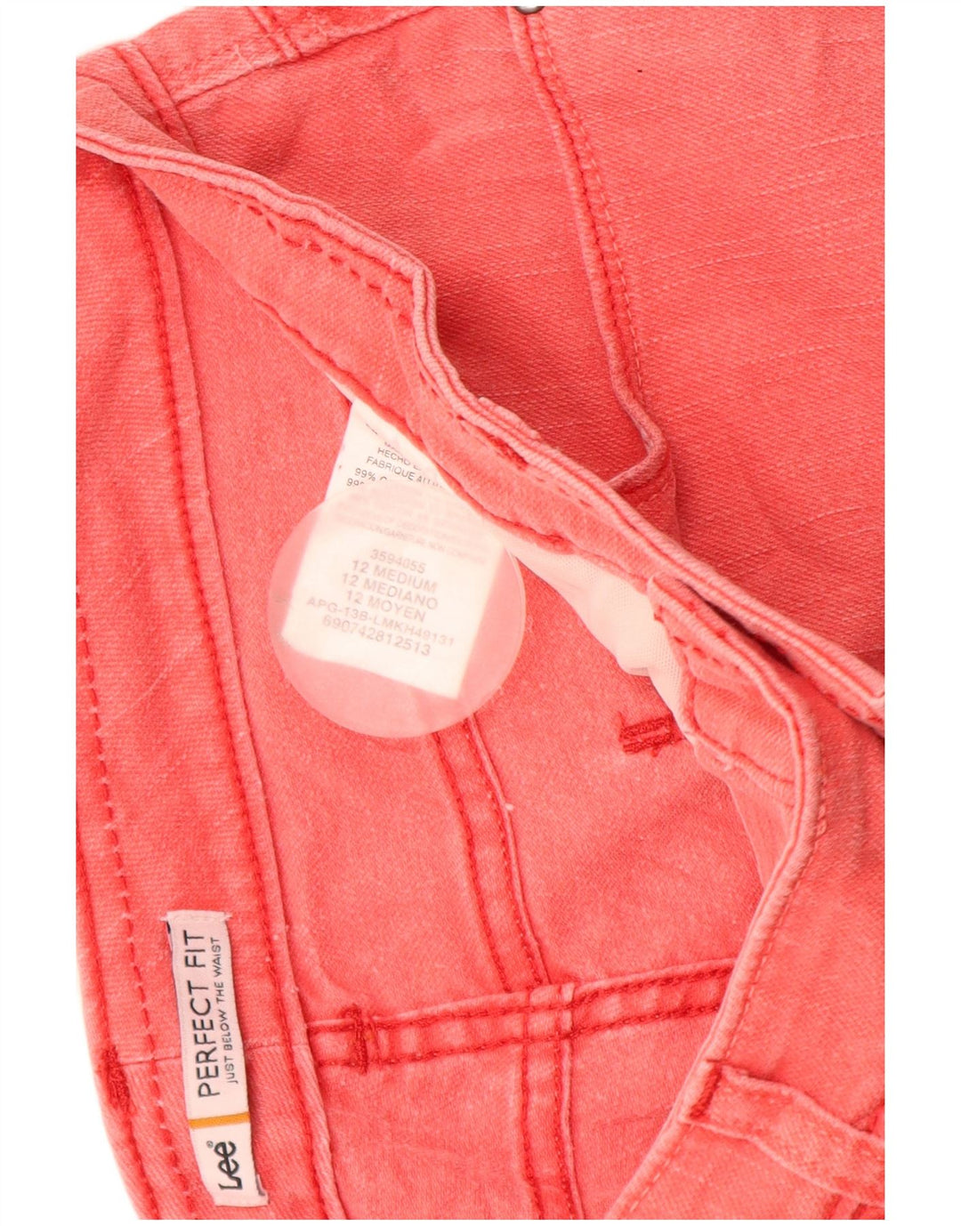 Lee Womens Perfect Fit Denim Shorts EUA 12 Grande W30 Algodão Rosa