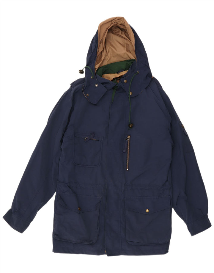 Casaco corta-vento masculino Eddie Bauer com capuz Reino Unido 40 grande algodão azul marinho