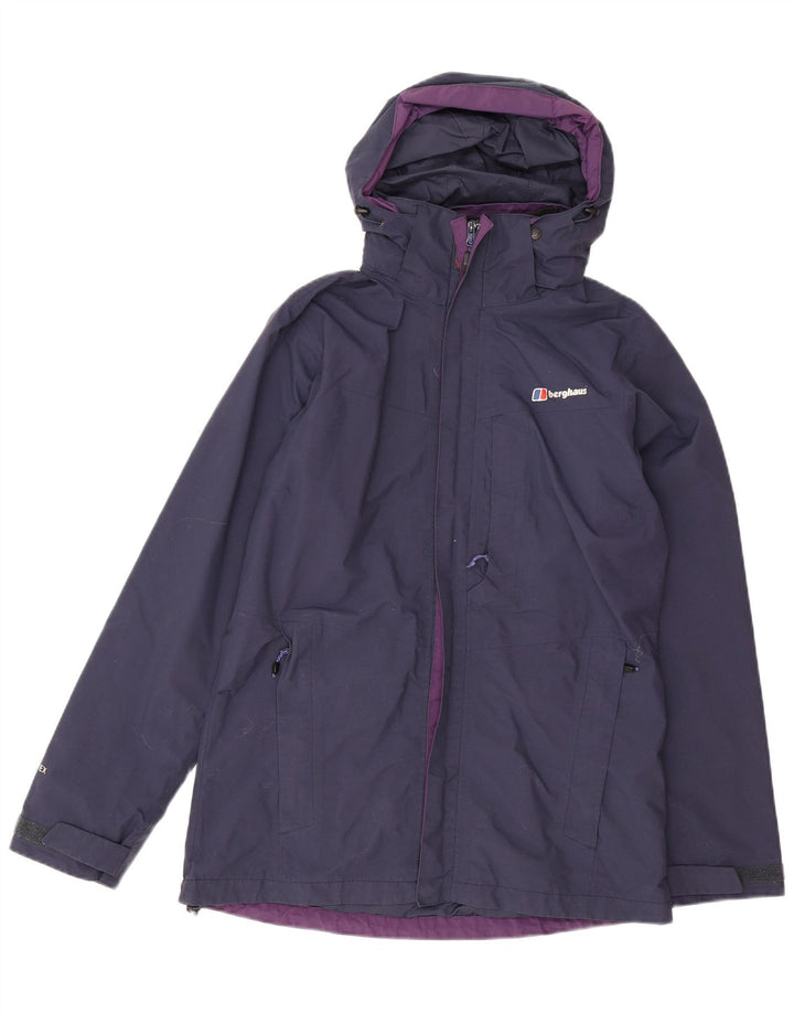 Jaqueta de chuva feminina Berghaus Gore-Tex com capuz Reino Unido 12 médio azul marinho