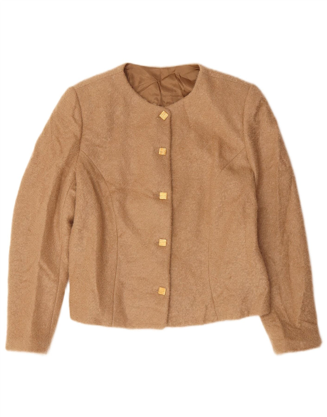 Jaqueta Blazer Feminina Vintage com 5 Botões Reino Unido 14 Bege Médio