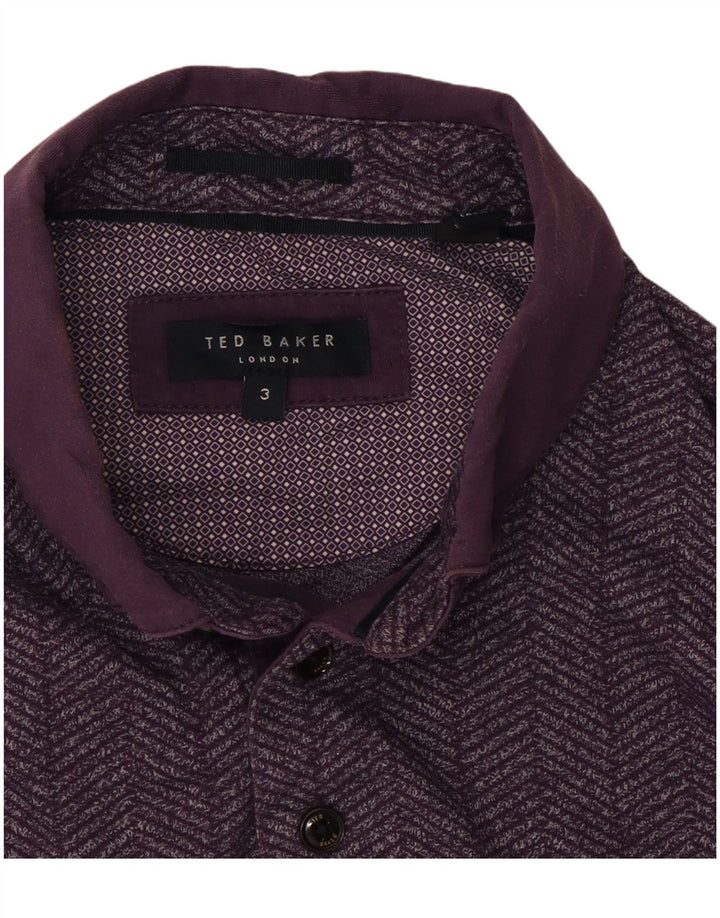 Camisa polo masculina Ted Baker tamanho 3 espinha de peixe roxa média