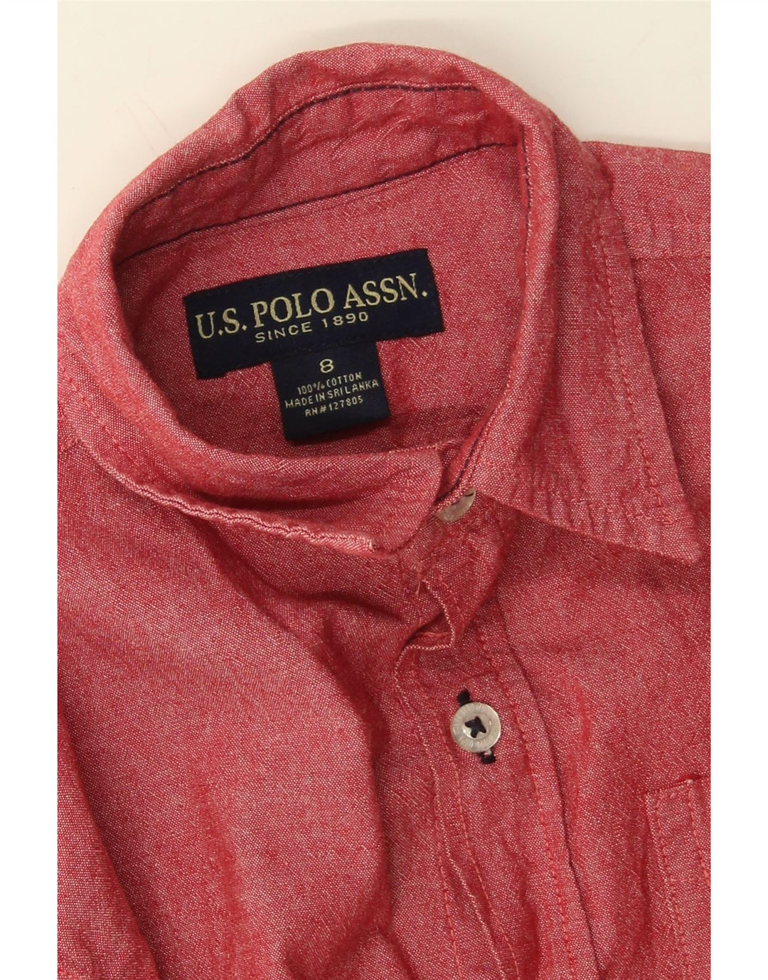 U.S. POLO ASSN. Boys Shirt 7-8 Years Red Cotton Vintage U.S. Polo Assn. and Second-Hand U.S. Polo Assn. from Messina Hembry 