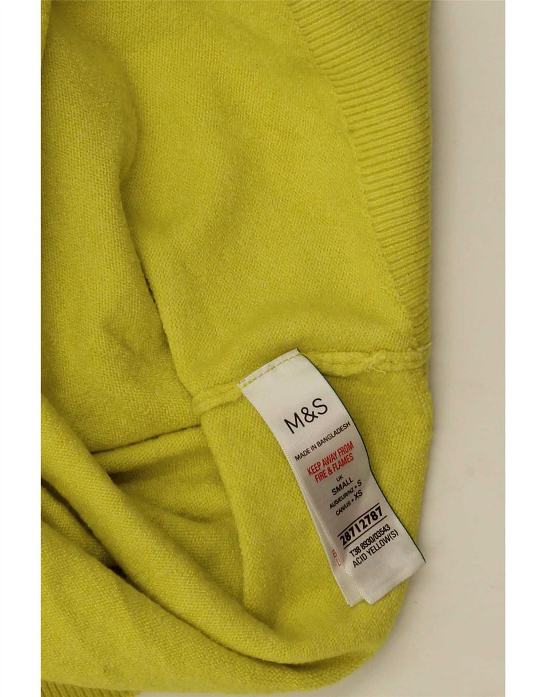 Suéter feminino Marks & Spencer com gola redonda Reino Unido 10 pequeno amarelo