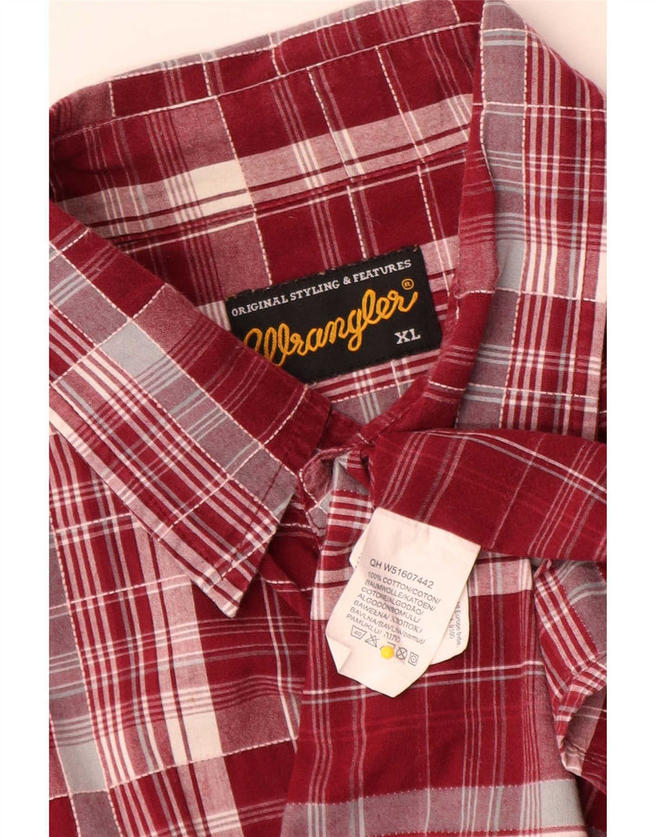 Camisa Wrangler masculina de manga curta XL vermelho xadrez algodão