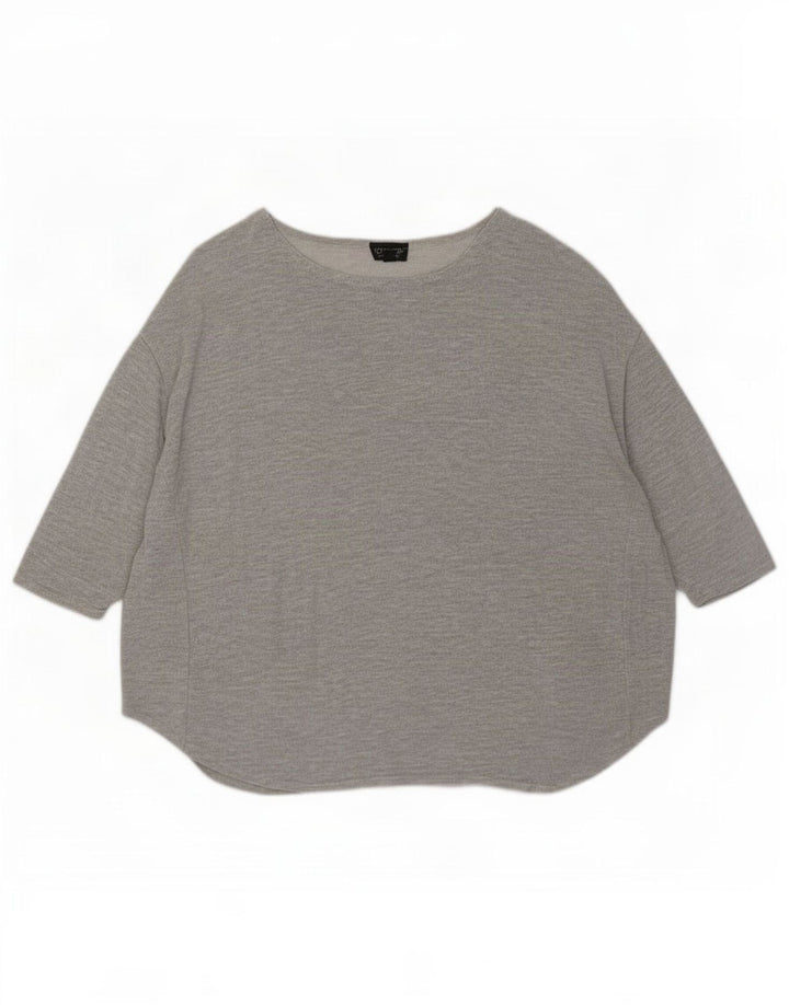 Topshop feminino oversized manga 3/4 Reino Unido 12 viscose cinza médio