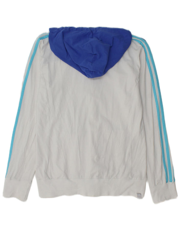 Suéter feminino Adidas com capuz e zíper Reino Unido 14 grande algodão colorido branco
