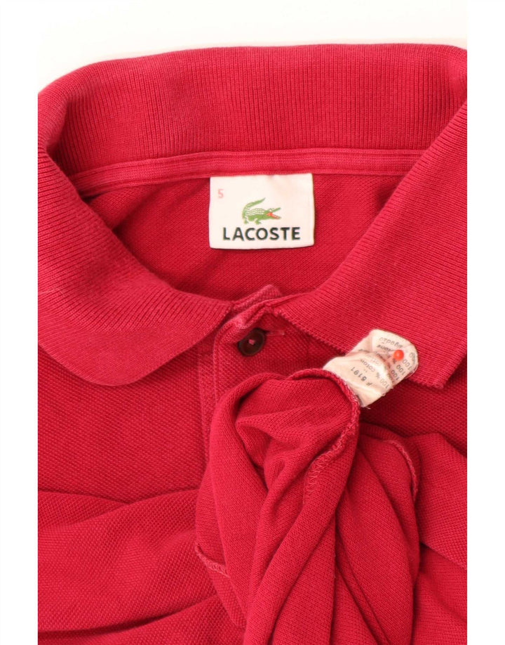 Camisa polo masculina de manga comprida Lacoste tamanho 5 grande algodão vermelho