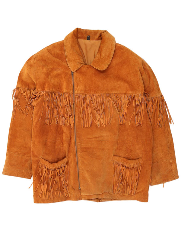 Jaqueta masculina de camurça VINTAGE EU 54 2XL couro marrom