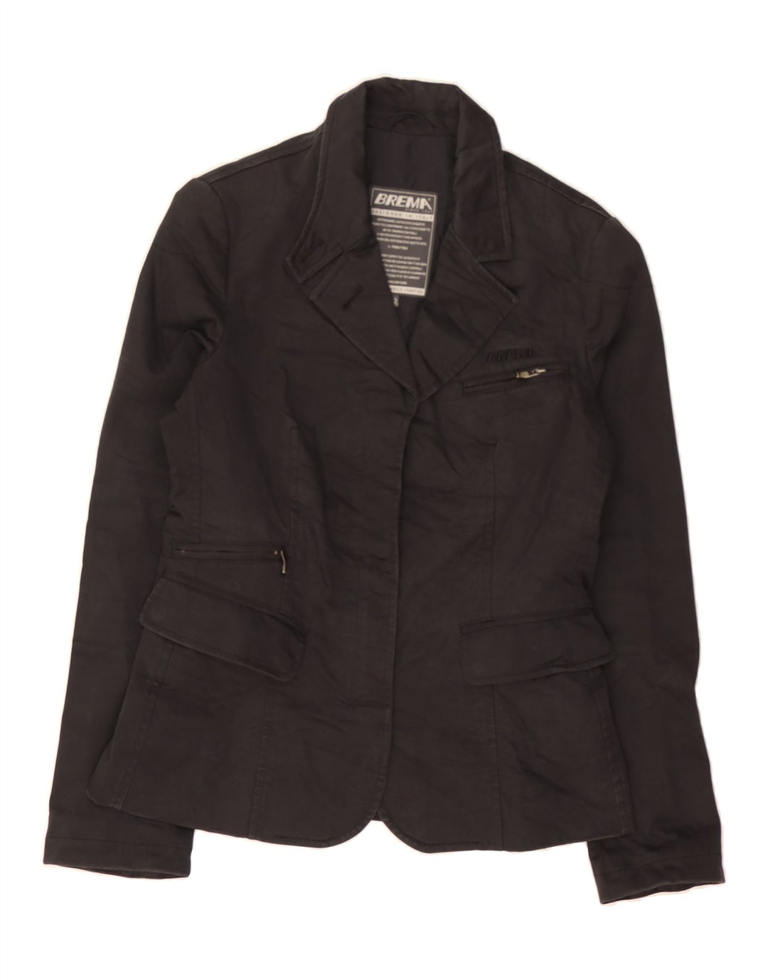 BREMA Womens Blazer Jacket IT 42 Medium Black Cotton Vintage Brema and Second-Hand Brema from Messina Hembry 