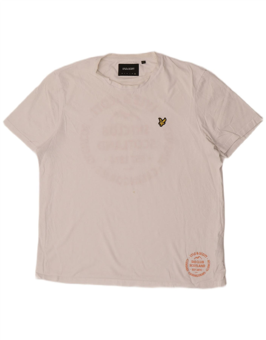 Camiseta gráfica masculina Lyle & Scott Top 2XL algodão branco