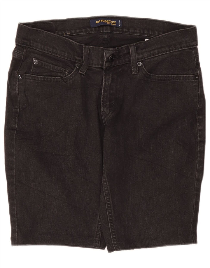 Shorts jeans feminino LEVI'S 524 Super Low EUA 7 médio W30 algodão cinza