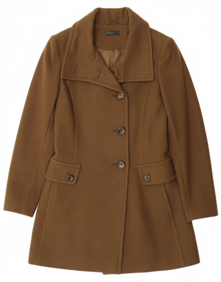 Sobretudo feminino BENETTON UK 8 pequeno lã marrom
